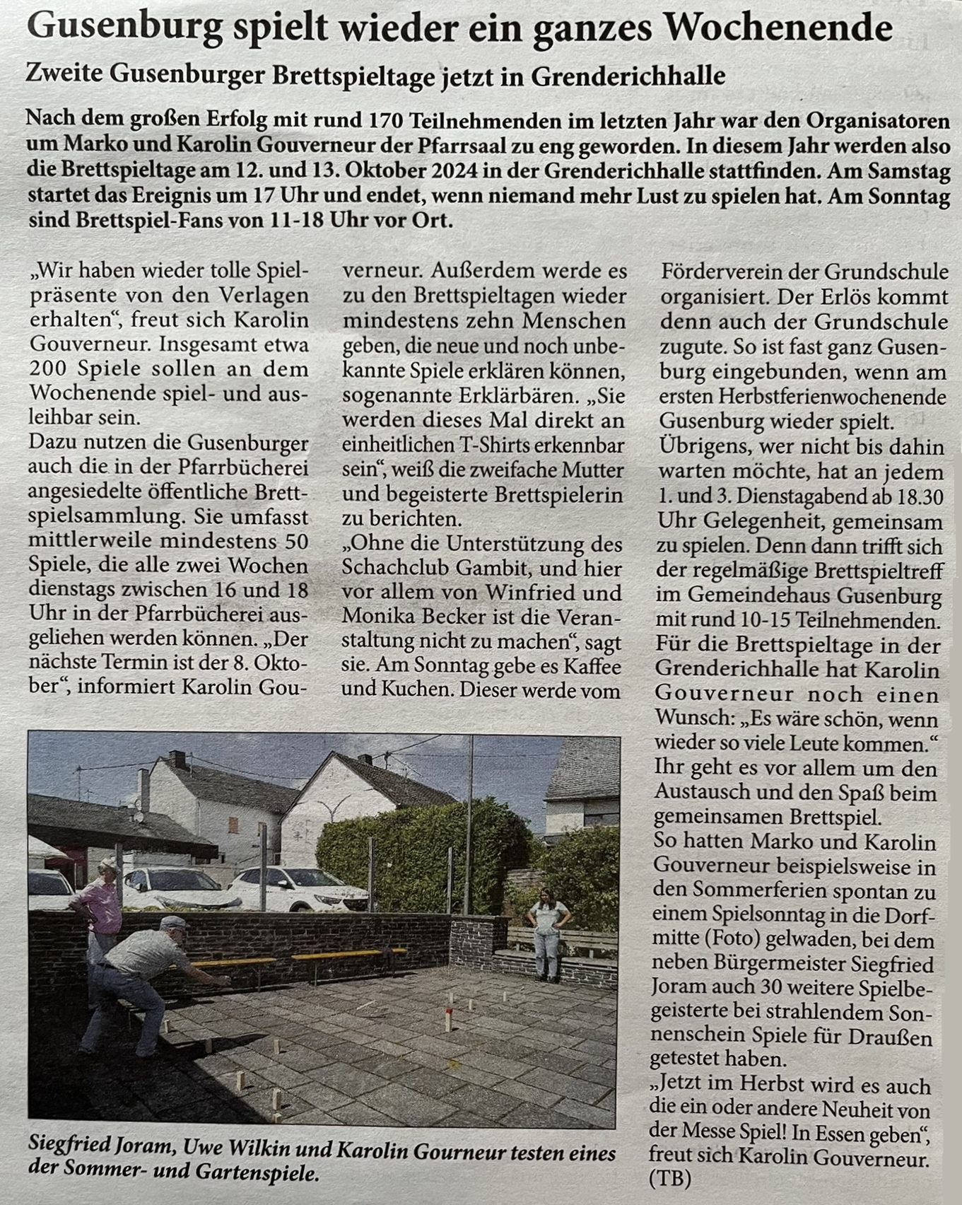 Spieletage Zeitungsbericht 2